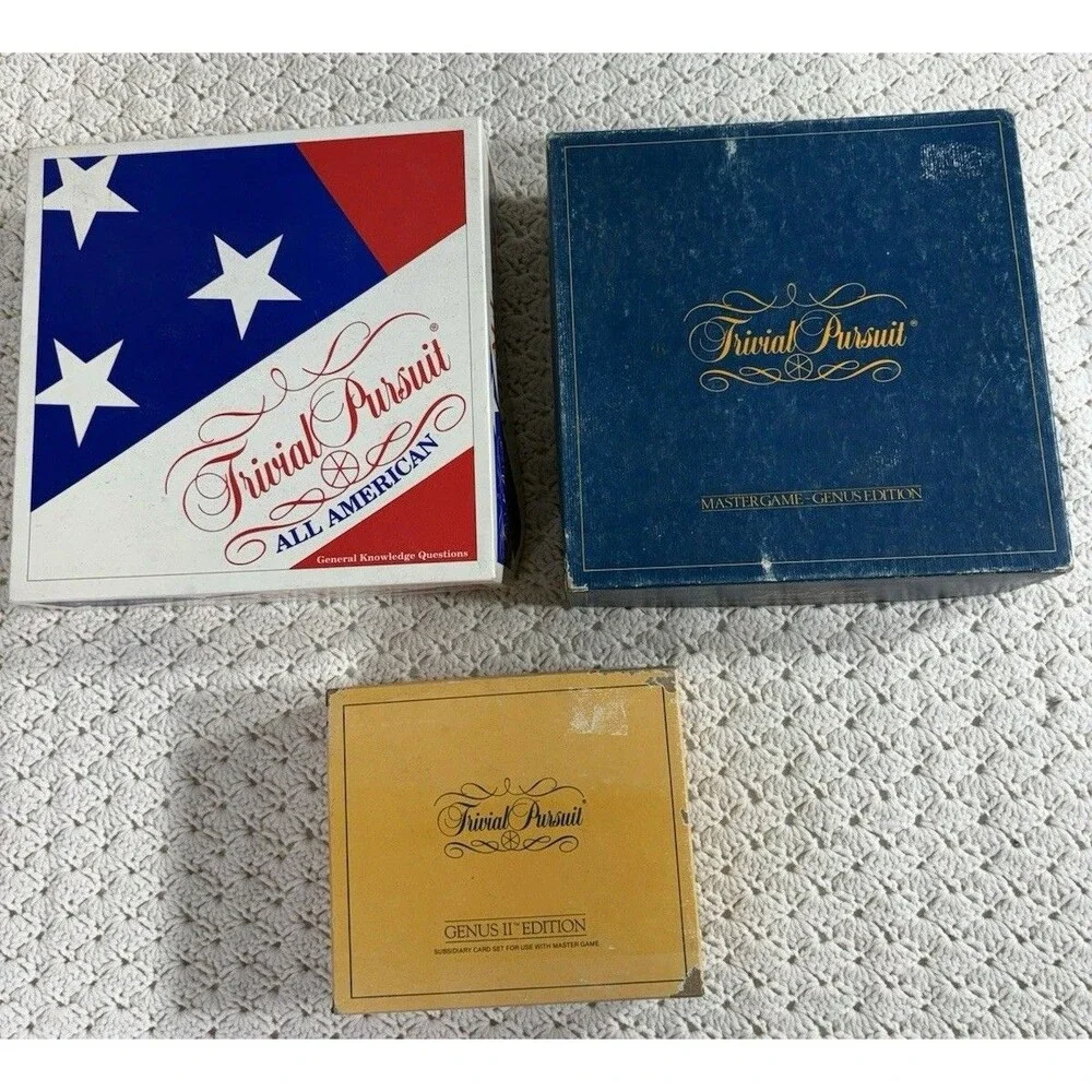 Lot of 3 Trivial Pursuit Editions All American Genus and Genus II (Full Sets)
